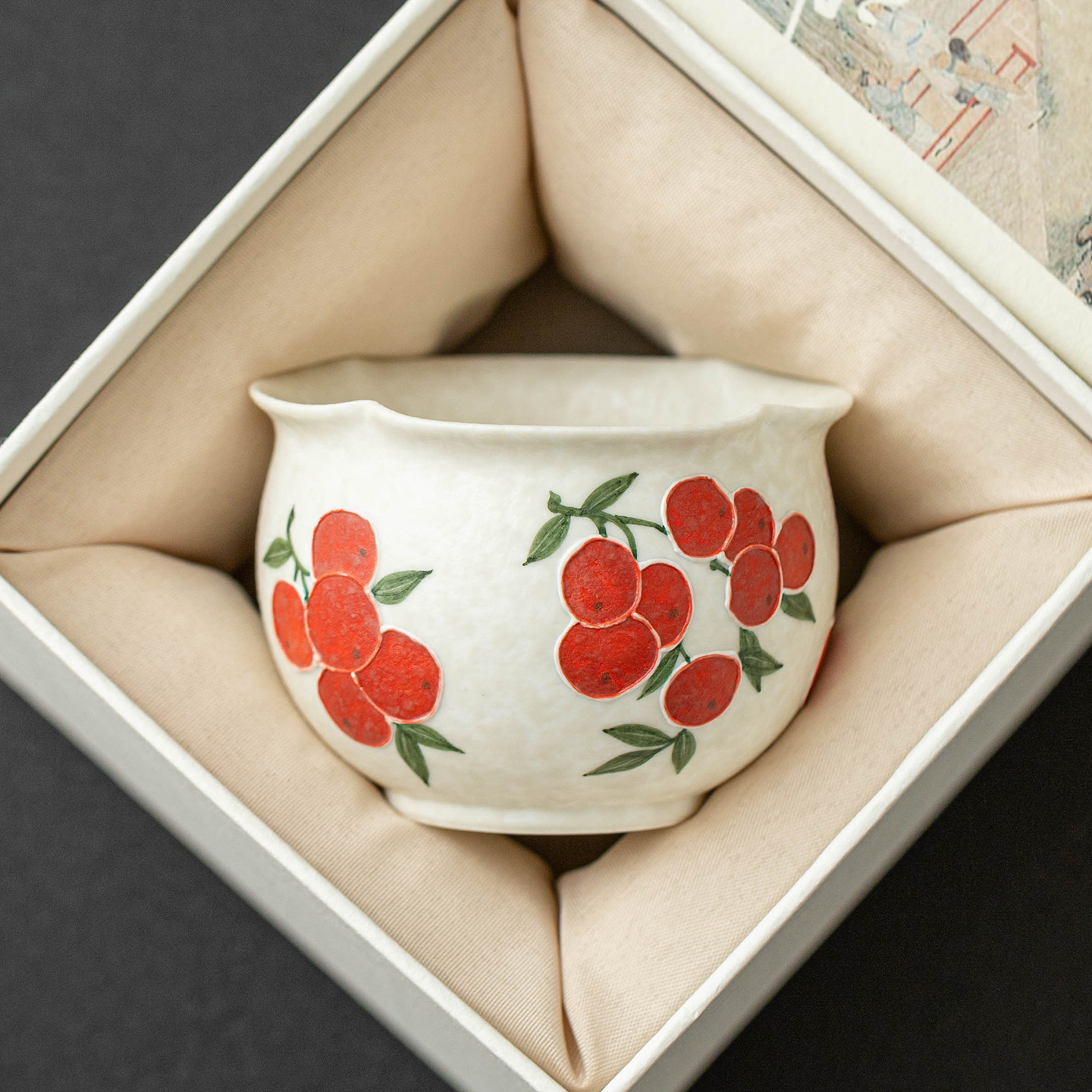 Bộ ấm trà Kung Fu trắng mỏ đá nhà máy, tách trà gốm sứ cao cấp, cốc chủ nhân chạm khắc anh đào, tách trà