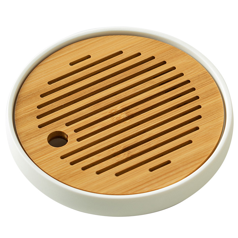 Bàn pha khô mặt trời và mặt trăng khay trà hình tròn bằng gỗ dụng cụ pha trà Kung Fu đơn giản gia dụng