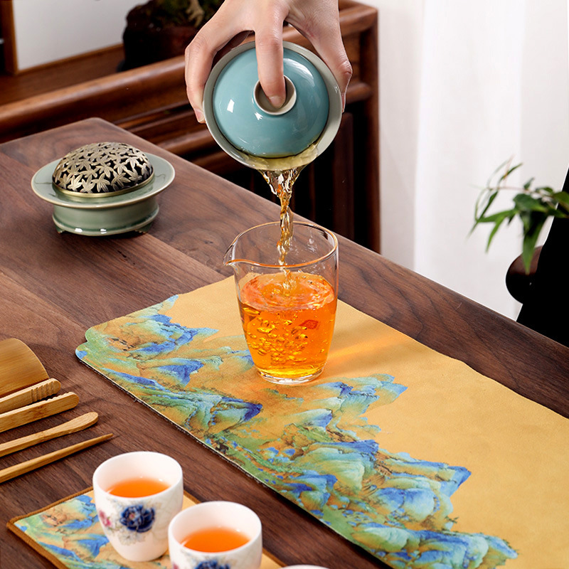 Bàn trà nhỏ kiểu Trung Quốc mới khăn trà pha khô đệm phụ kiện bộ trà Kung Fu đệm cách nhiệt dày ấm trà đệm khay trà bán buôn