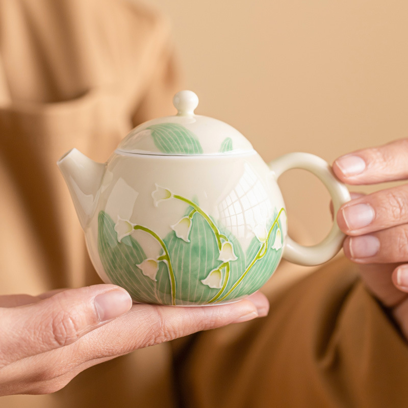 Ấm trà Wendan hoa chuông vẽ tay ấm trà gốm sứ dụng cụ trà kungfu gia dụng lọc ấm trà đơn ấm cầm tay