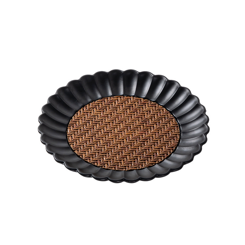 Ấm trà đan mây, lót ấm pha trà, lót cốc cỡ lớn, phụ kiện bộ trà kungfu gia dụng đơn giản, hợp kim