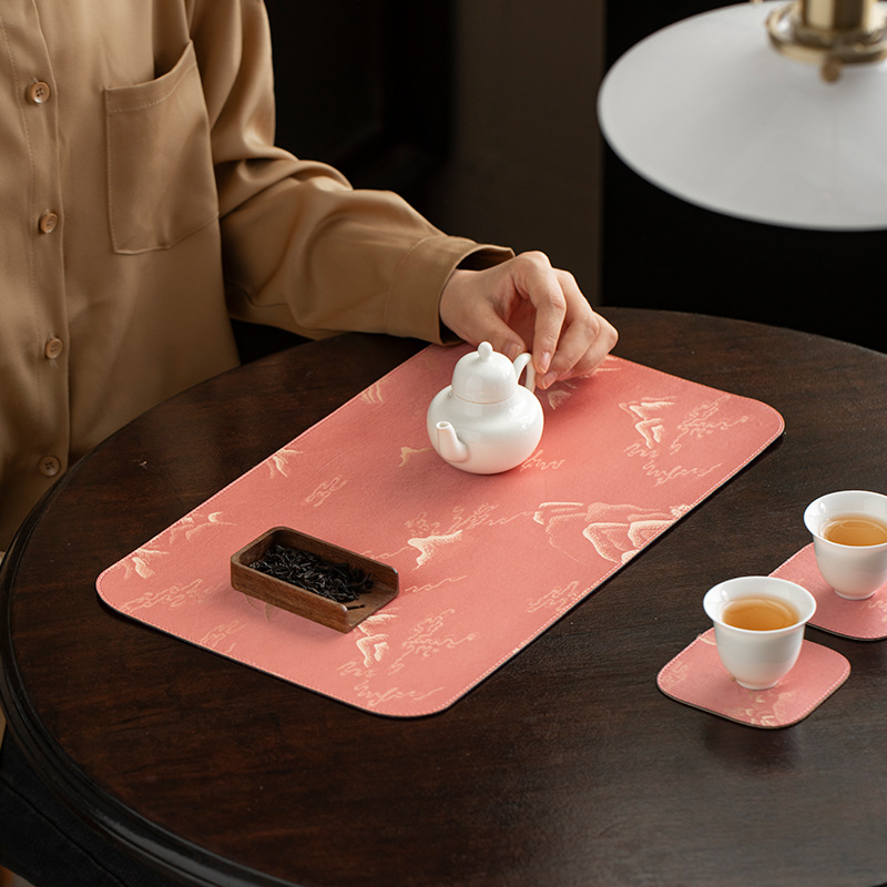 Thảm trà hình chữ nhật dùng trong gia đình, hai mặt, thích hợp để pha khô, khăn trà, thảm trà, cờ trà, phụ kiện bộ trà kung fu.