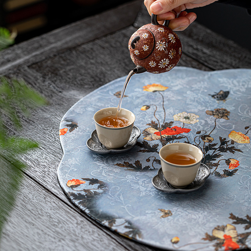 Tấm lót bong bóng khô Zen kiểu Trung Quốc mới tấm lót cách nhiệt hai mặt tấm lót cách nhiệt hai mặt tấm lót hình tròn tấm lót bàn chống thấm nước bán buôn