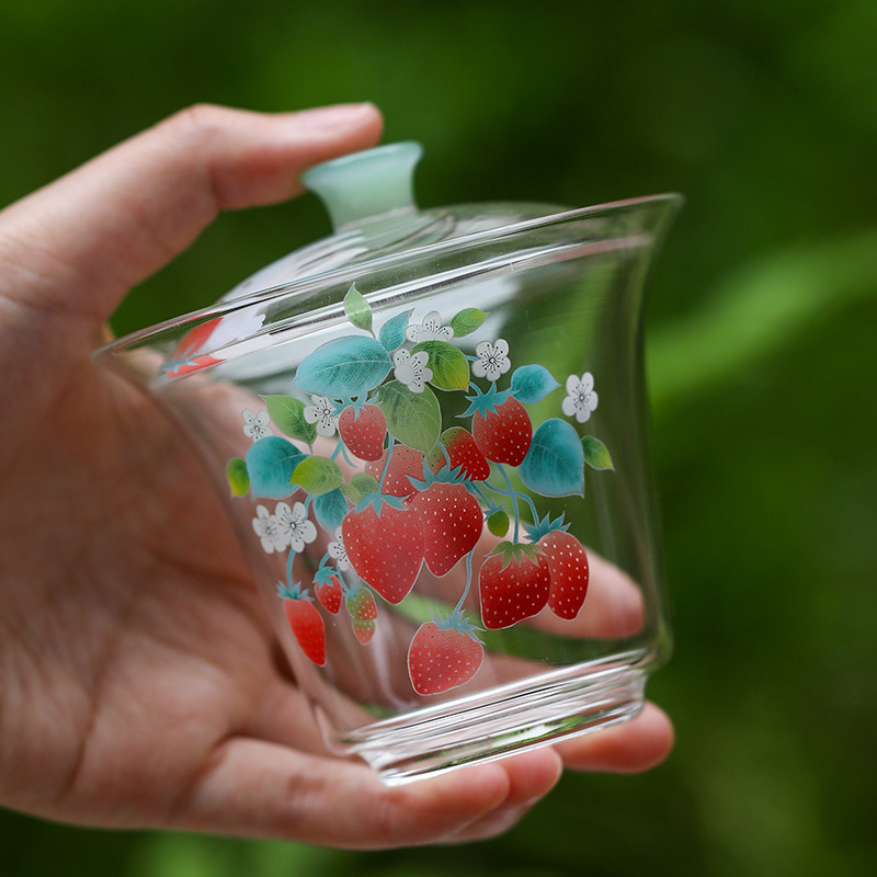 Cốc pha trà có nắp thủy tinh bình cầm tay chống bỏng cỡ lớn dụng cụ pha trà Kung Fu kiểu Nhật một chiếc trong suốt Dụng cụ pha trà