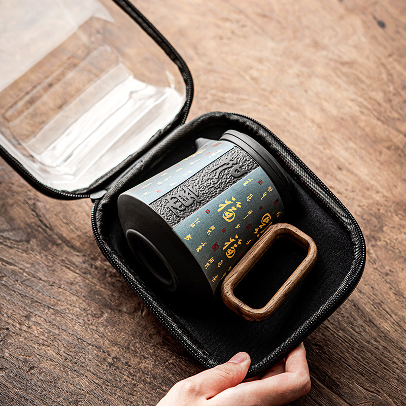 Bán buôn bộ ấm trà du lịch di động thủy tinh bộ cốc nhanh Cốc du lịch ngoài trời ấm trà di động cốc trà một ấm Ba cốc