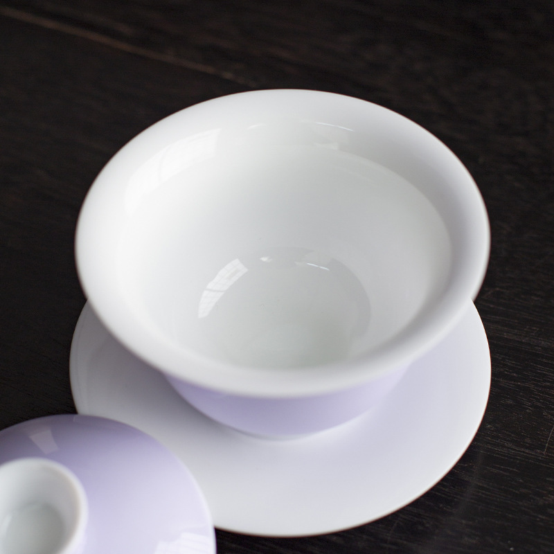 Bát gốm sứ mỏng màu tím hoa oải hương làm bằng tay có nắp Bộ trà Kung Fu có nắp