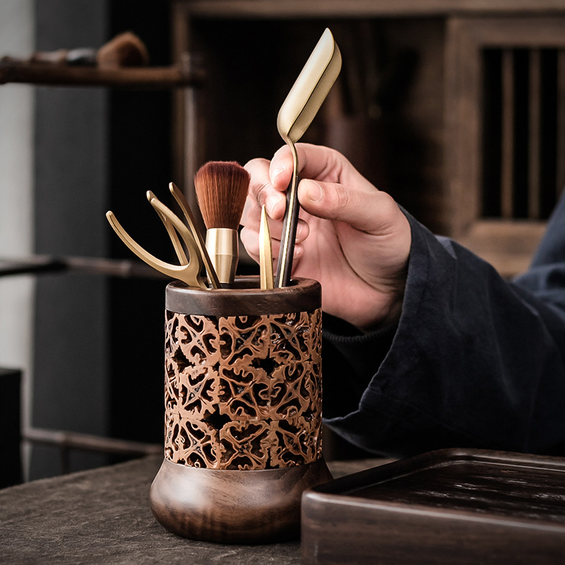 Trà đạo sáu quý ông vỏ quả óc chó ghép thủ công kẹp trà Gỗ Óc Chó gia dụng Bộ trà Kung Fu phối