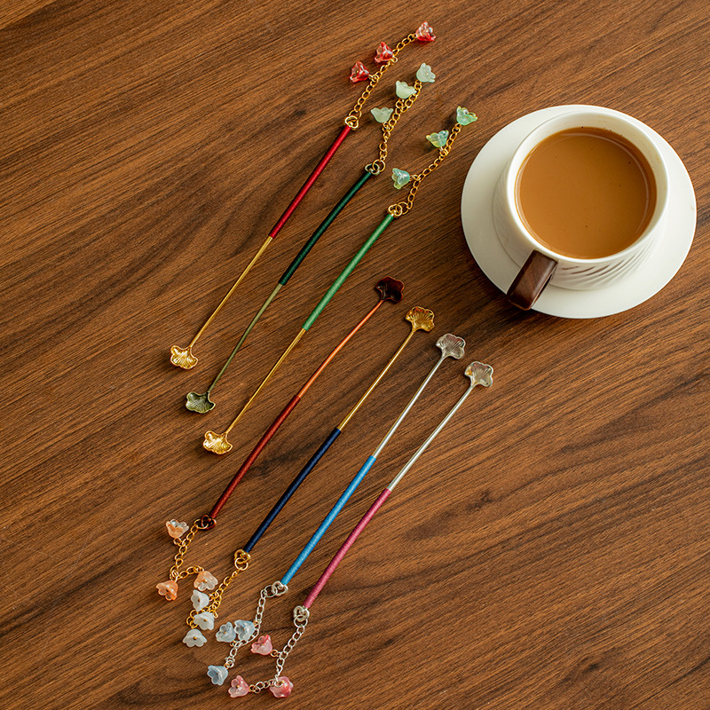 Tua rua lọc trà đạo cụ trà tinh tế retro di động treo muỗng cà phê muỗng cà phê muỗng trà