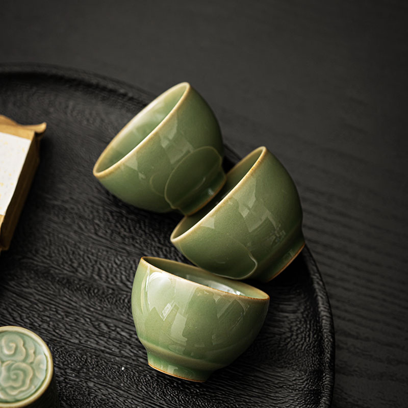 Tách trà Bộ trà Kung Fu gốm sứ màu xanh tre cổ điển Cốc trà gia dụng Cốc trà Chủ sở hữu Cốc đơn Cốc cá nhân Bán buôn