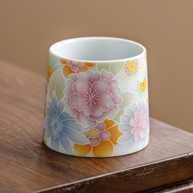 Cốc nghiêng Vạn hoa tráng men cổ cực kỳ nguyên chất, cốc trà gốm sứ, cốc chủ, bộ trà sáng tạo, cốc trà gia dụng, cốc trà đơn