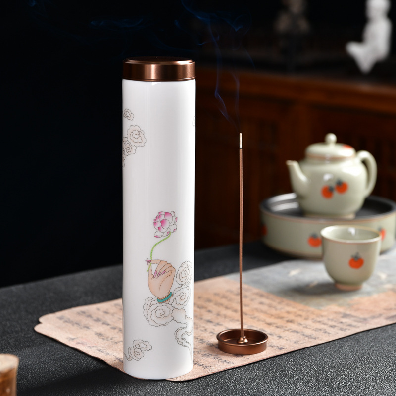 Dòng Ống hương bằng gốm Decal vẽ tay, ống hương bằng gỗ đàn hương, Ống hương bằng gốm, Ống hương bao bì, nhà máy bán buôn trực tiếp