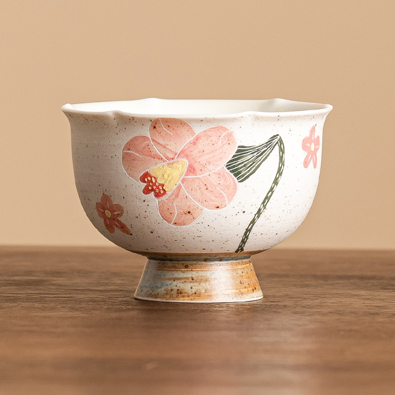 Cốc chủ nhân cao cấp, cốc miệng hoa sừng được chạm khắc bằng bột, cốc trà Kung Fu, bộ trà nữ gốm sứ, cốc trà cỡ lớn