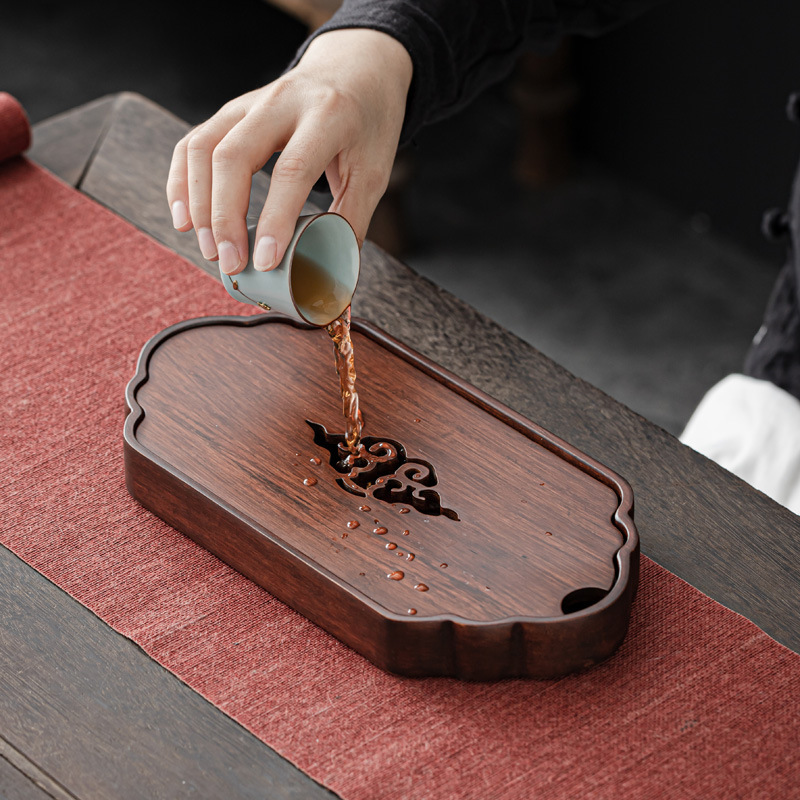 Bàn pha trà trữ nước gia dụng bằng tre, bàn pha trà khô, khay đựng trà một người, dụng cụ pha trà Kung Fu, bàn trà nhỏ bán buôn