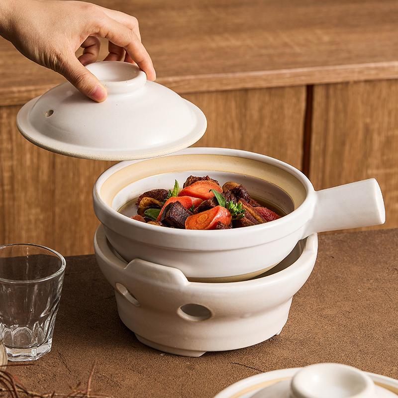 Nồi hầm bếp than màu chịu nhiệt độ cao, khô, không nứt, nồi canh gia dụng một tay cầm, bếp gas, bếp phụ chuyên dụng, nồi lẩu nhỏ