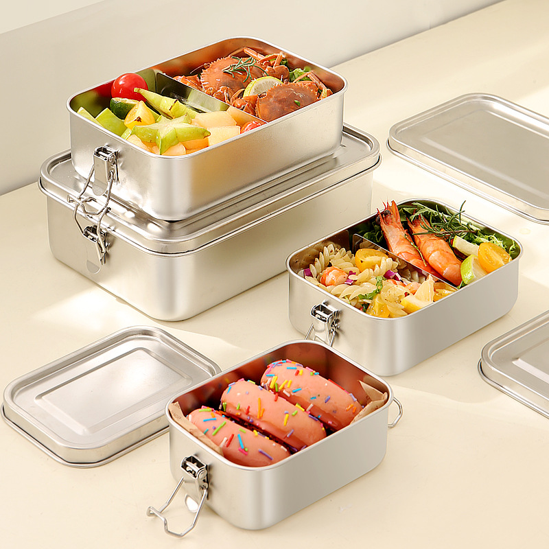 Hộp cơm inox 304 cấp thực phẩm hộp cơm có nắp hộp cơm trưa hộp cơm trưa ngoài trời hộp cơm hấp