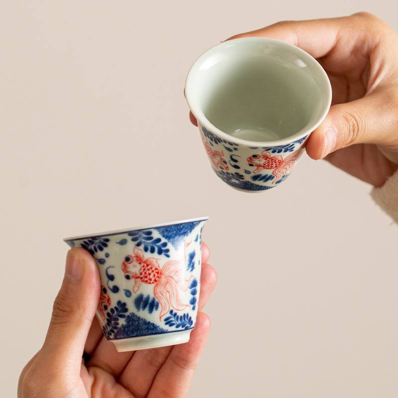 Bộ ấm chén trà Kung Fu cổ điển men gốm Sancai phủ men xanh trắng, có nắp, chén lớn, cao cấp, có thể để trên bàn