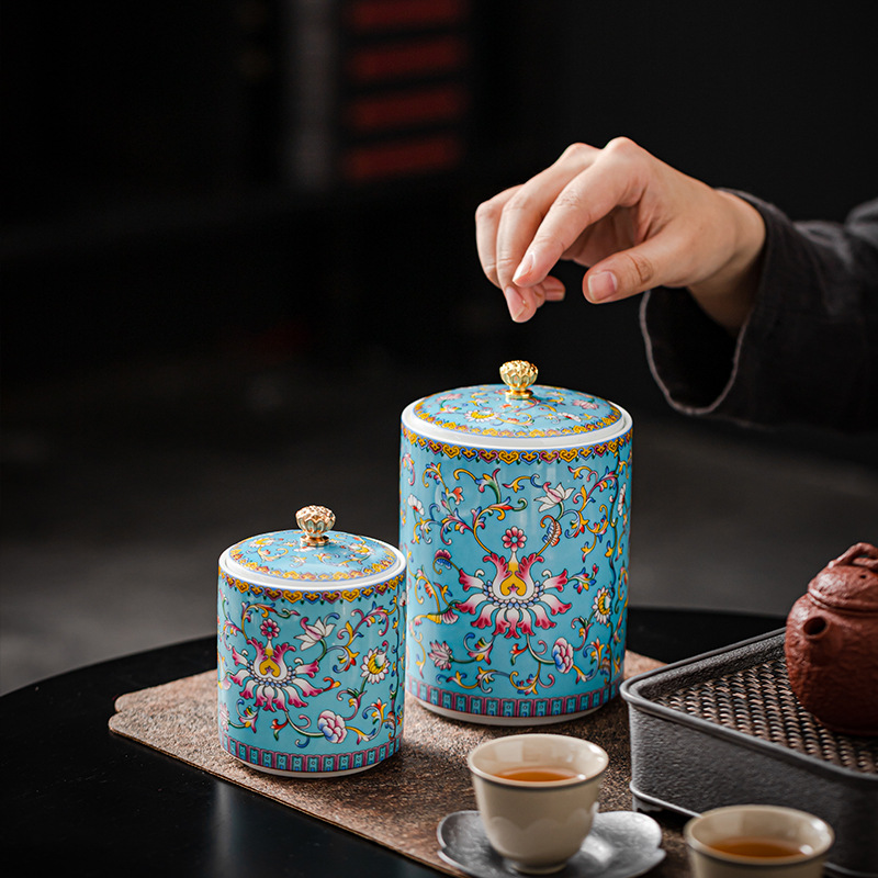 Bình trà gốm sứ mini kiểu Trung Quốc, bình đựng hạt cà phê cầm tay cao cấp cao cấp, bình đựng hộp quà
