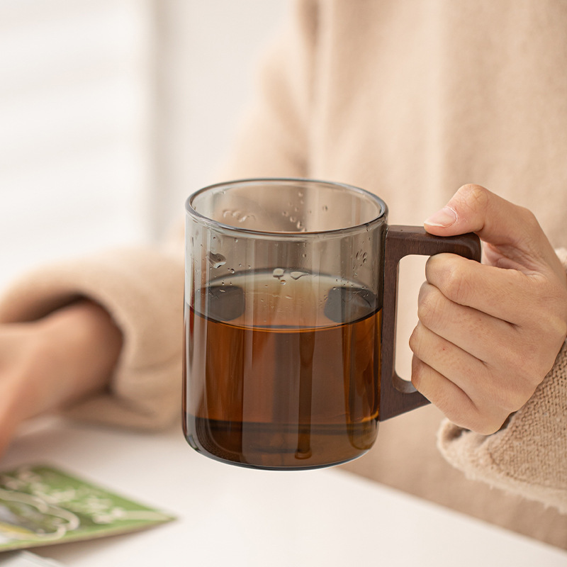 Cốc pha trà Qingling cốc thủy tinh gia dụng đơn giản cốc cá nhân cốc nước có nắp cốc văn phòng cốc cốc cốc lọc trà