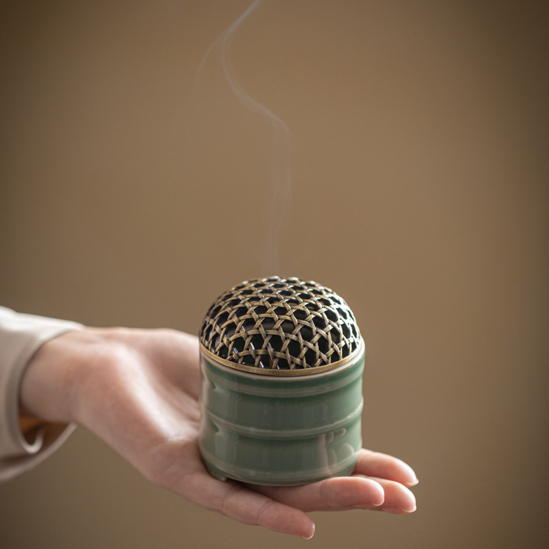 Lư hương gốm sứ, đồ trang trí đồng sáng tạo hương trầm hương trầm hương đơn giản trong nhà trà đạo