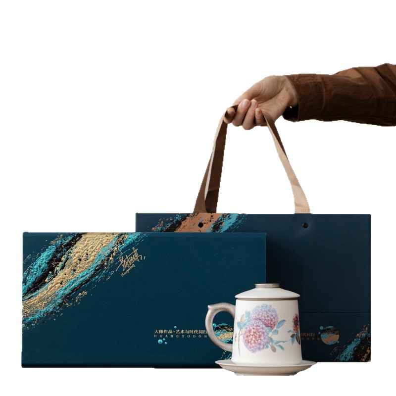 Cốc văn phòng sứ ngọc dương Dujingshanfang cốc pha trà nữ tách trà cao cấp sang trọng nhẹ quà tặng cao cấp