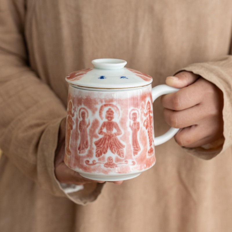 Cốc văn phòng cọ xát Yunku Vientiane ấm trà đơn gốm sứ bộ ba mảnh chống bỏng bộ đồ trà cốc cổ điển bán buôn