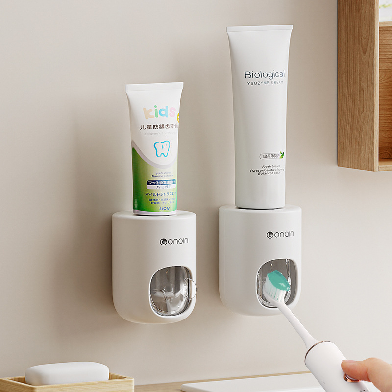 Máy ép kem đánh răng tự động Máy ép kem đánh răng có nắp đậy chống bụi gia dụng treo tường không đục lỗ kẹp kem đánh răng bán buôn