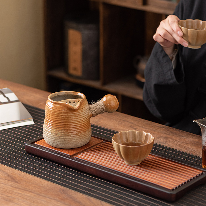 Ấm đun trà gốm thô ấm đun trà sữa nướng ấm đun trà nướng kiểu Nhật ấm bên hông ấm đun trà pha trà xung quanh bếp