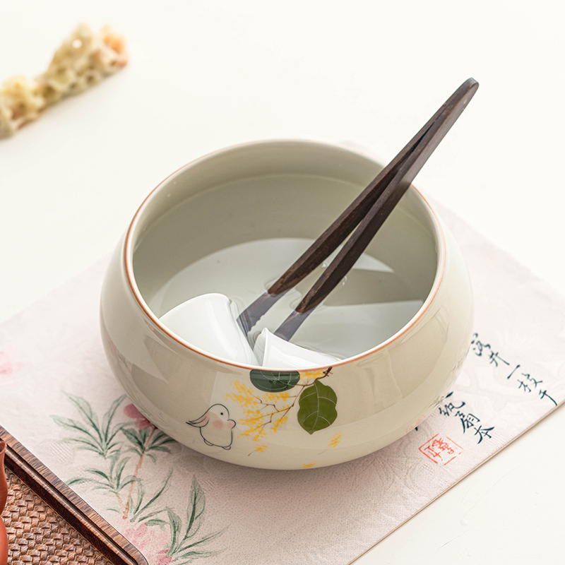 Tinh khiết vẽ tay mặt trăng thỏ Jianshui trà rửa lớn Trung Quốc gốm sứ Kung Fu Phụ Kiện Bộ trà bát nước Biển Trà một thùng bã trà