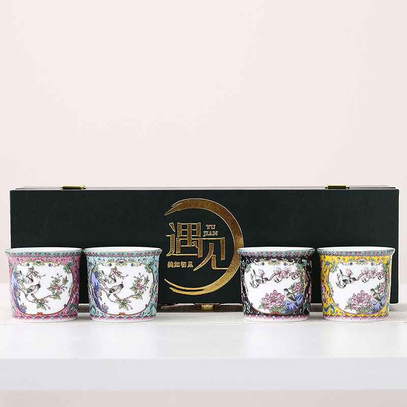 Cốc trà màu men bộ gốm sứ bộ trà kungfu cao cấp gia dụng cốc pha trà cốc chủ nhân thủ công cốc đơn quà tặng