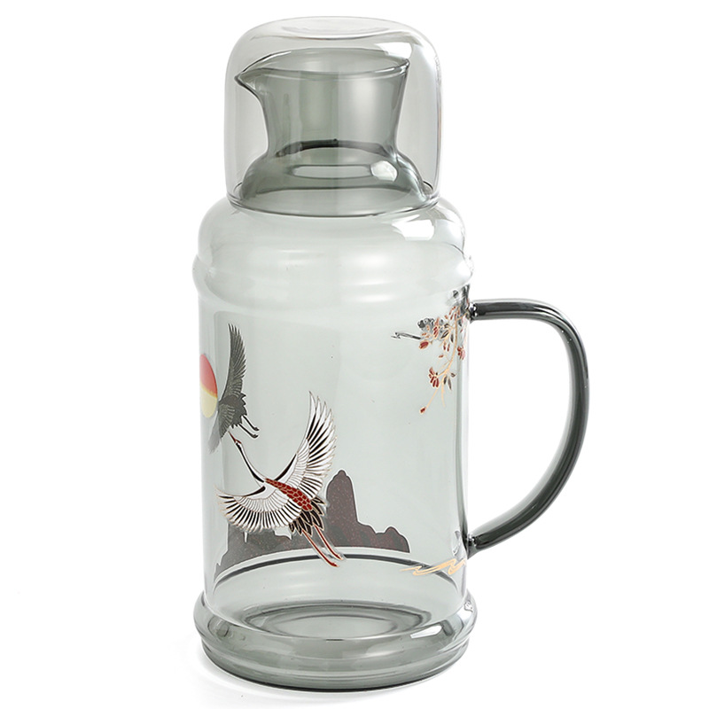 Bình đựng nước lạnh thủy tinh chịu nhiệt độ cao, cỡ nhỏ dành cho một người, thích hợp cho bếp điện gốm, có thể đun sôi và pha trà hoa pha lạnh, phong cách Bắc Âu.