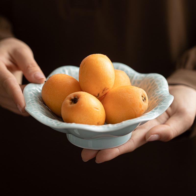 Khay giải khát bằng lá sen, khay đựng đồ ăn vặt bằng gốm sứ gia dụng, khay đựng trái cây, khay đựng đồ ăn vặt phòng khách, khay đựng hạt trái cây khô