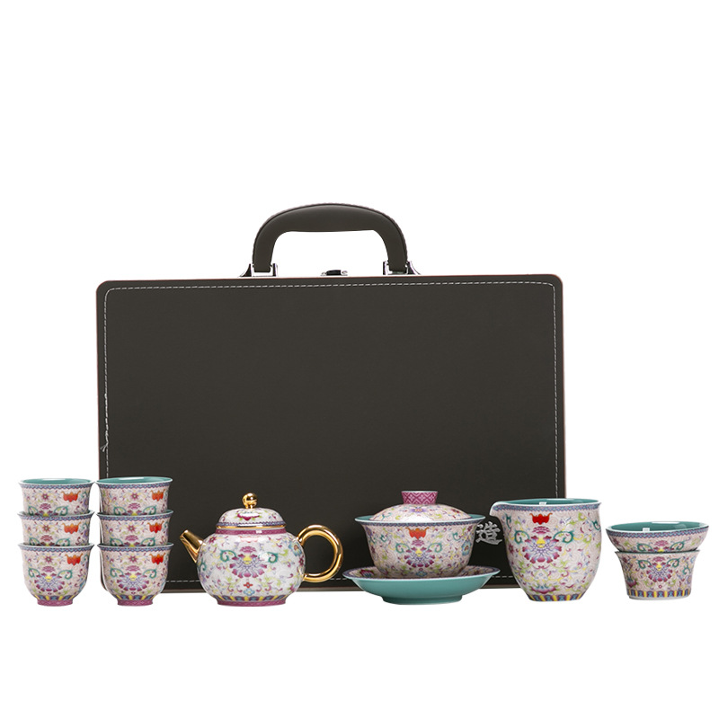 Bộ ấm trà men hoa nở thịnh vượng 2024 Quà tặng văn hóa và sáng tạo mới dành cho người lớn tuổi và nhà lãnh đạo Quà tặng sinh nhật thiết thực