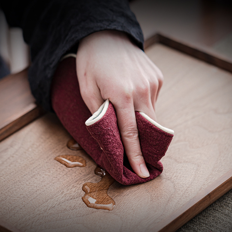 Khăn trà Zen cotton và lanh dày hai lớp, Khăn trà vẽ tay, khăn làm sạch tốt hút nước, không pha trà đạo