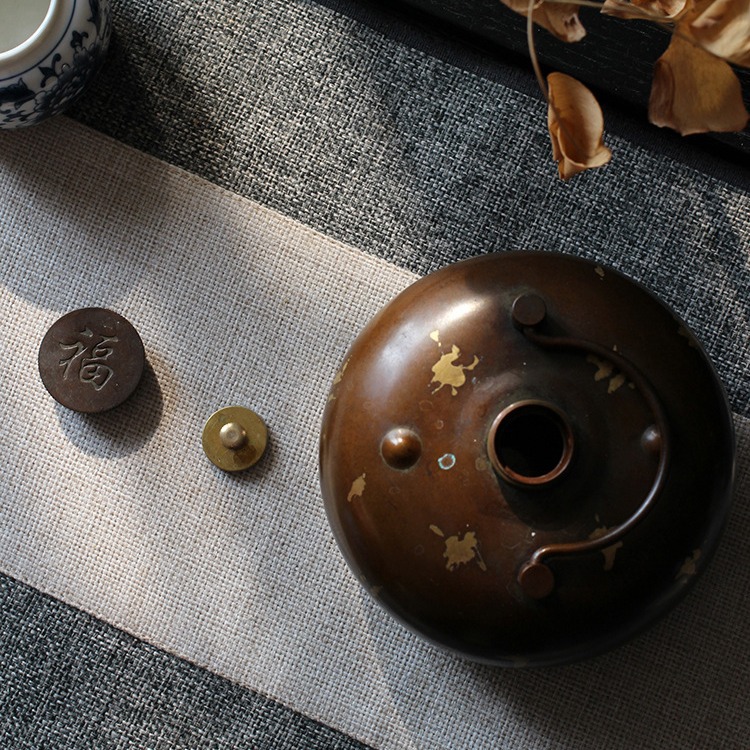 Quà Tặng Trung Quốc phong cách Trung Quốc phong cách cổ đại rắc vàng đồng nguyên chất súp mẹ cầm tay ấm Mặt dây chuyền khắc chữ