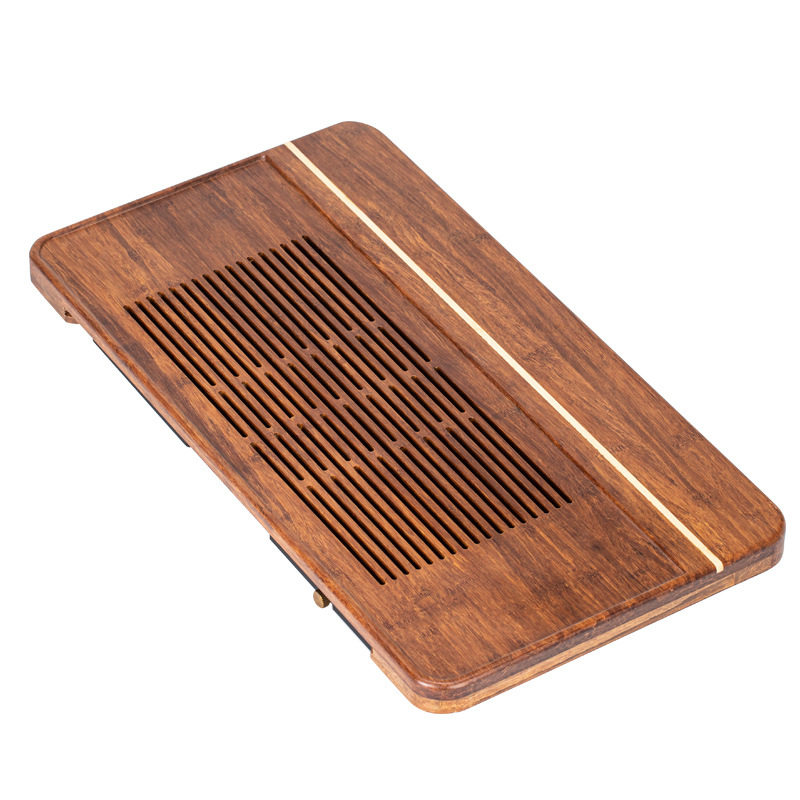 Khay trà tre nặng khay trà pha khô dùng hai mục đích thoát nước gia dụng đơn giản kiểu Nhật Bộ trà Kung Fu Khay trà bàn trà