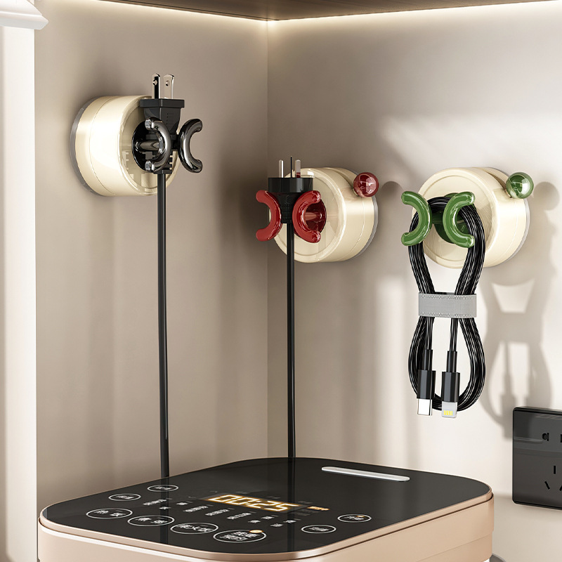 Bộ cố định phích cắm cốc hút ổ cắm nhà bếp treo tường chịu lực mạnh dụng cụ lưu trữ nguồn điện móc cắm không đục lỗ