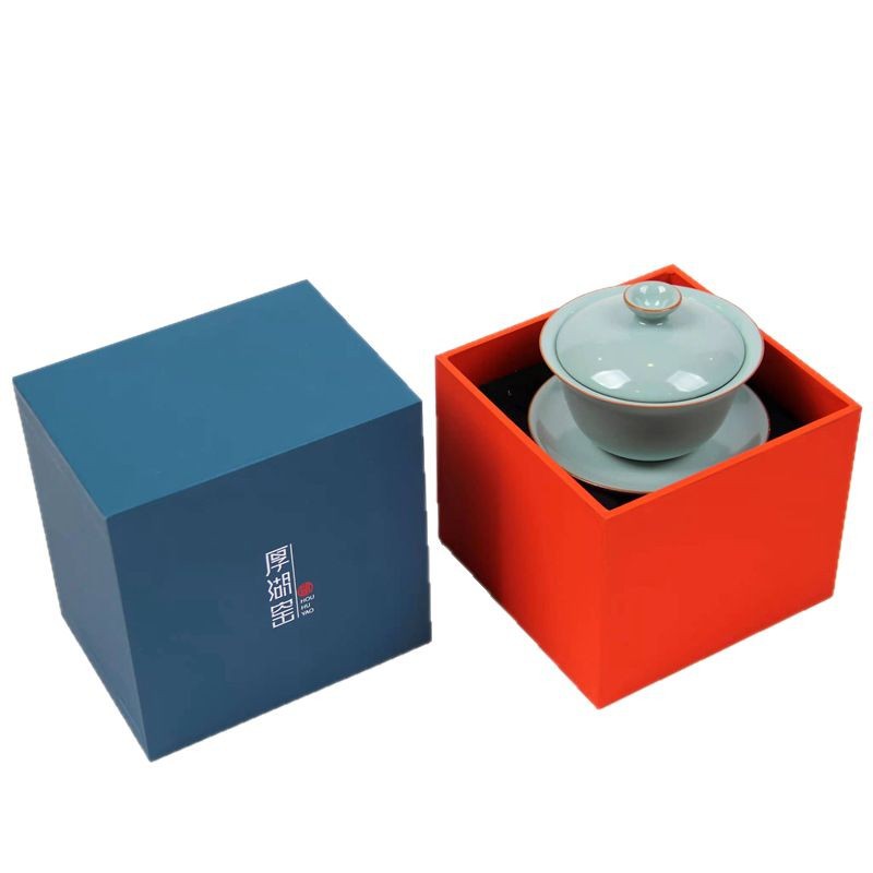 Bát có nắp lò Ru nhiệt độ cao, bát pha trà cốc ba tài cao cấp đơn, bộ ấm trà Kung Fu bằng sứ màu đặc có thể nuôi bằng gốm mở cỡ lớn