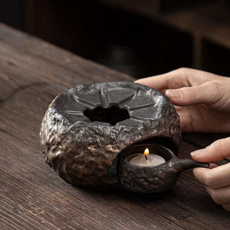 Bếp trà ấm hoa sen tráng men sắt mạ vàng kiểu Nhật bàn trà nóng đế giữ nhiệt đế giữ nhiệt bàn trà Kung Fu