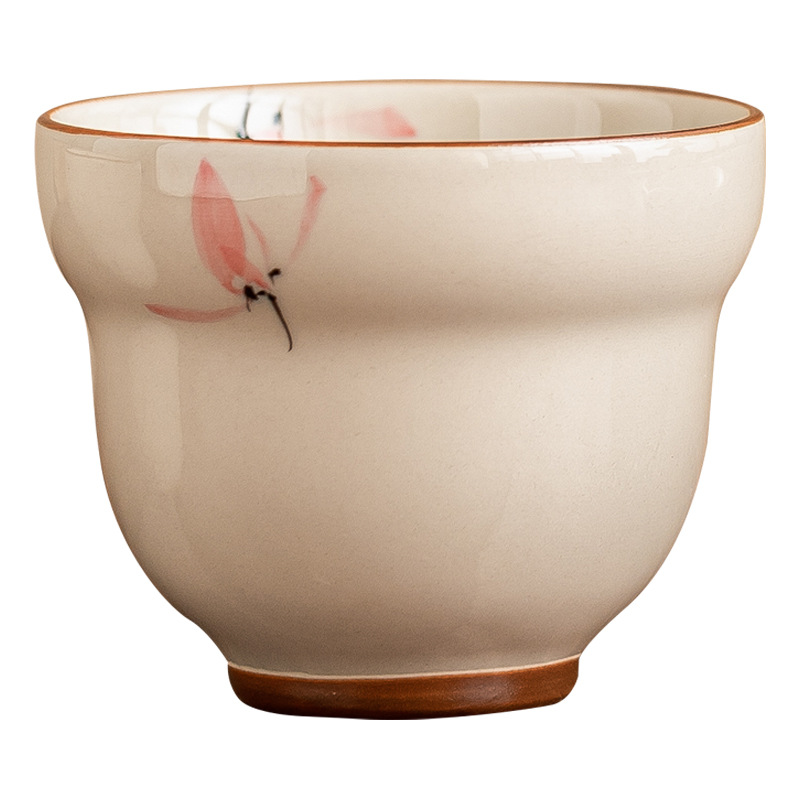 Nhà máy vẽ tay màu hồng phong lan cốc bầu cốc trà ngon cốc chủ nhân gốm cốc đơn cốc trà Trung Quốc cốc trà Kung Fu