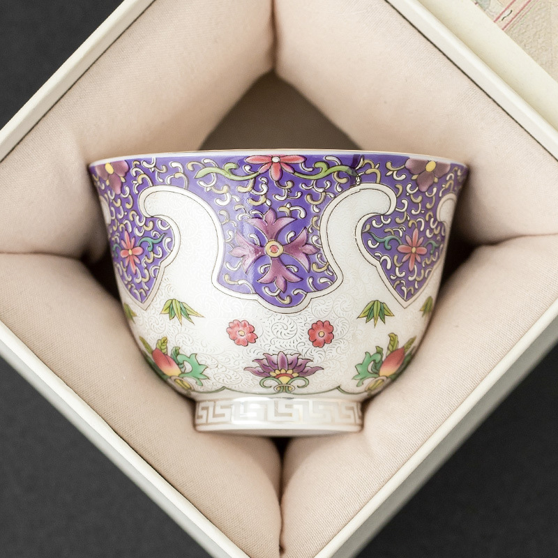 Tách trà men cloisonné 999 cốc chủ nhân cao cấp mạ bạc cốc trà phục vụ hương vị thanh lịch cốc trà cốc đơn