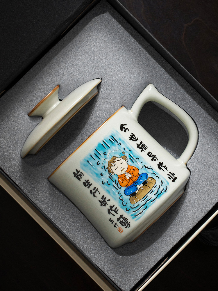 Cốc gia sư sáng tạo Ruyao cốc nước gốm sứ có nắp cốc văn phòng tách trà có giá trị cao