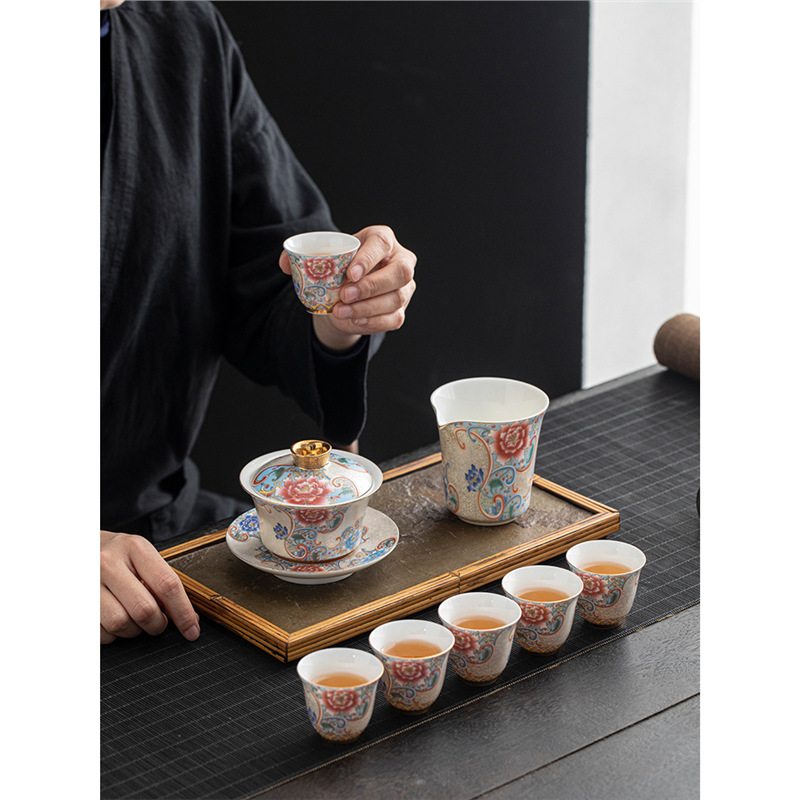 Đồ pha trà cốc trà cốc trà cốc trà tam tài cỡ lớn kiểu Trung Quốc dụng cụ pha trà công phu bát pha trà thủ công