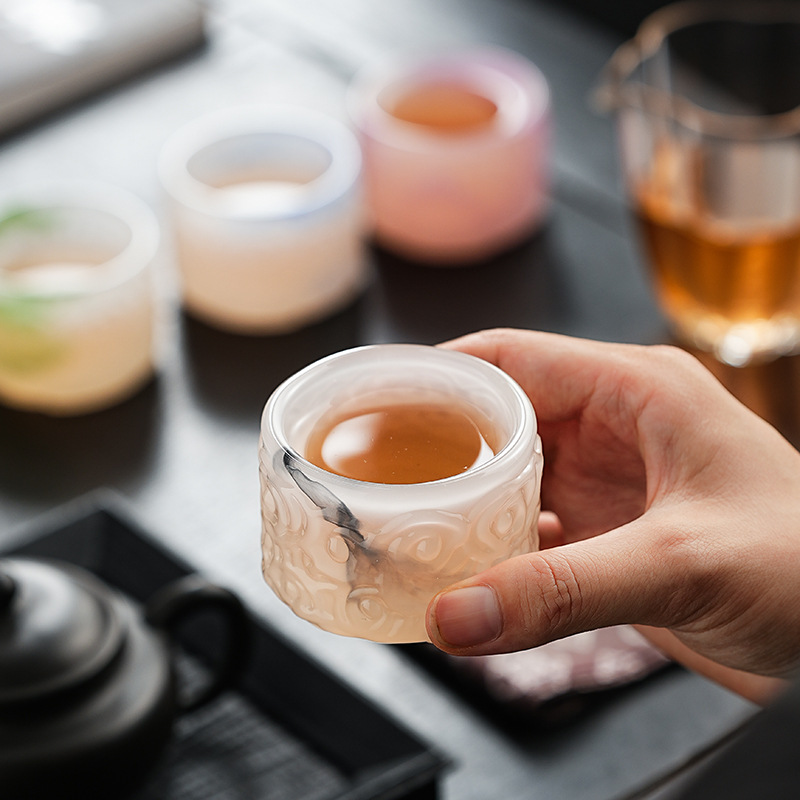 Cốc chủ nhân thủy tinh cao cấp cốc đơn đặc biệt cá nhân áp lực tay quà tặng cao cấp tinh tế cốc trà Xiangyun