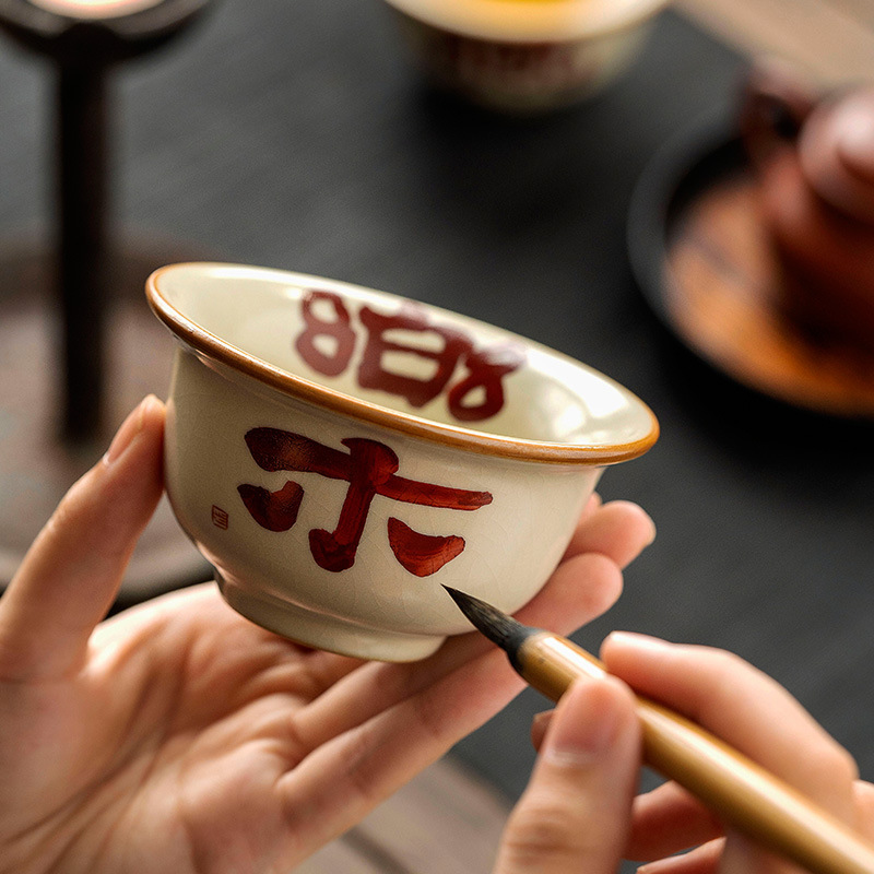 Cốc trà gốm sứ Ruyao cốc chủ nhân Xile cốc đơn cá nhân cốc ép tay cao cấp gia dụng bán buôn quà cưới