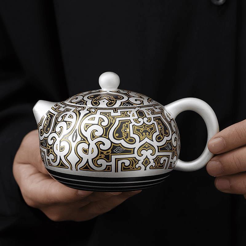 Ấm Phong Minh thời Chiến Quốc cao cấp Ấm pha trà mạ bạc handmade Ấm trà Xi Shi Ấm trà mạ bạc Bộ trà Kung Fu gốm sứ