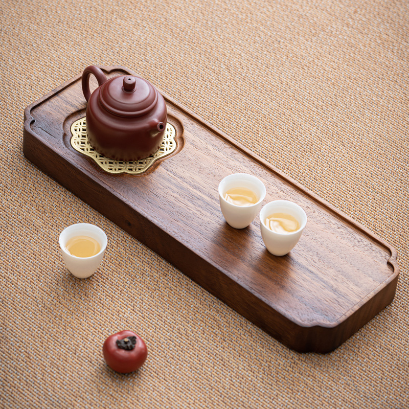 Bán buôn Khay trà gỗ nguyên khối Thoát Nước Óc Chó gia dụng nhỏ mới kiểu Trung Quốc Bàn trà hiện đại đơn giản bàn trà