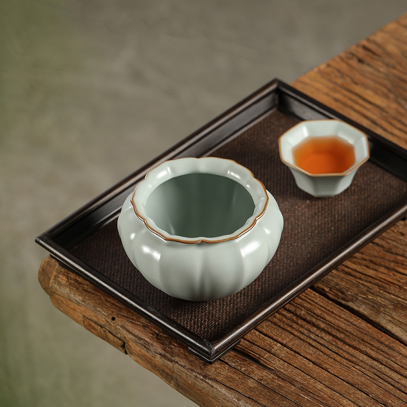 Đồ sứ vĩnh cửu, bình rửa trà lò Ru, bát đựng nước Jianshui, bát đựng đồ gia dụng, cốc mở gốm sứ, phụ kiện bộ trà Kung Fu