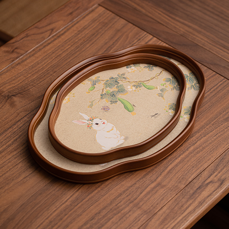 Khay đựng hoa hồng thủy tinh Jade Rabbit Begonia, khay trà sữa khô bằng tre gỗ, khay đựng trái cây, khay đựng đồ ngọt, bàn trà nhỏ