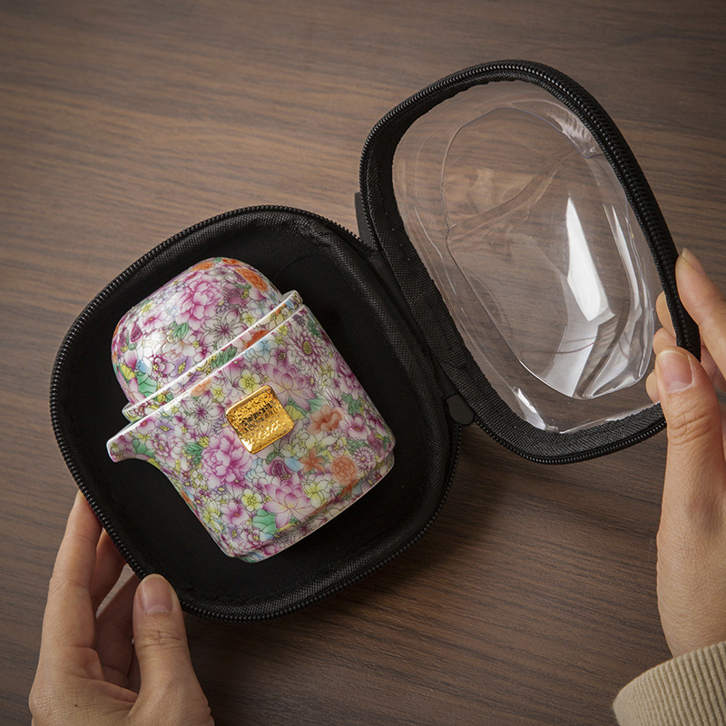 Bộ đồ uống trà cốc trà cầm tay bộ đồ du lịch một người đi chơi túi xách ấm pha trà cốc khách nhanh nữ sinh giá trị cao