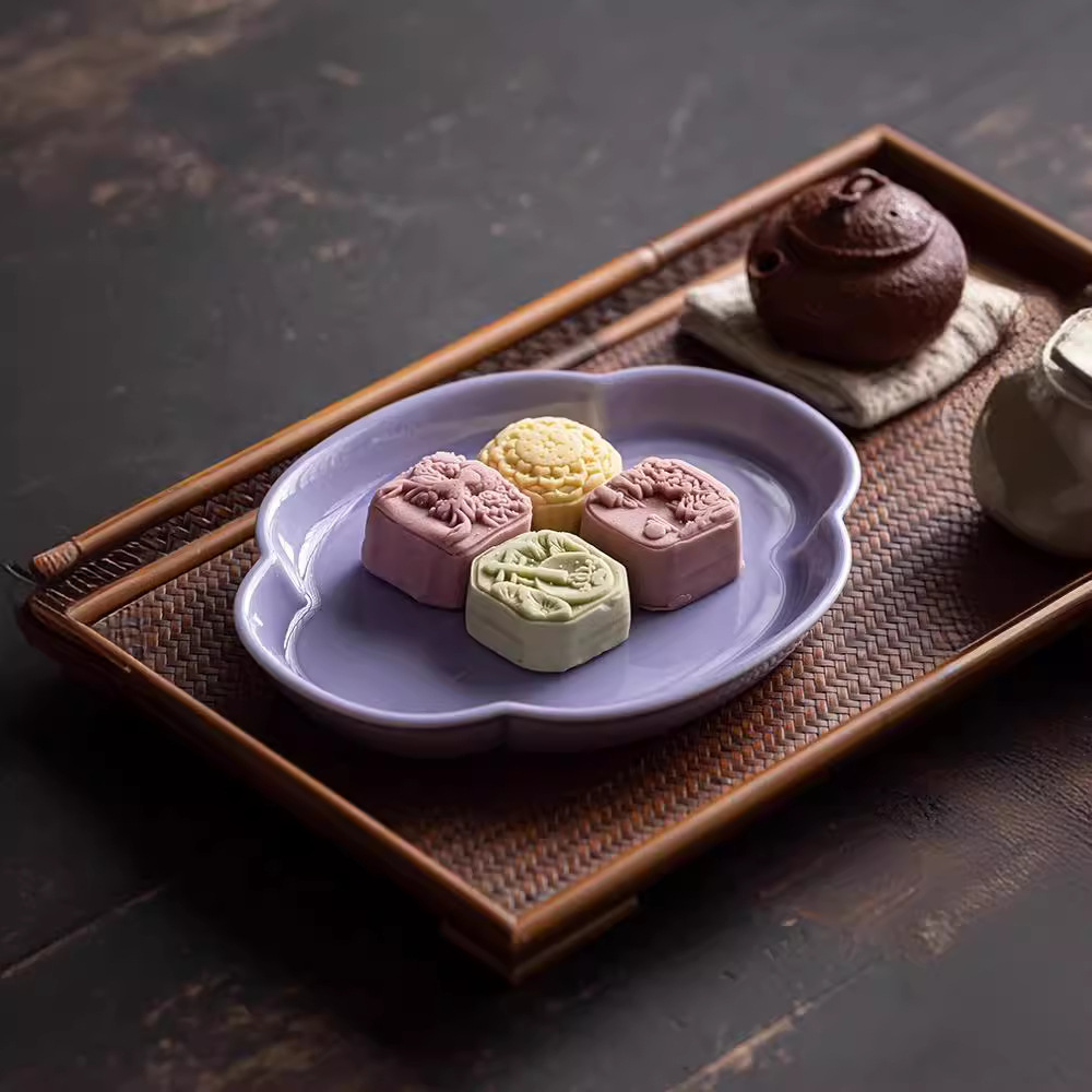 Khay giải khát kiểu Trung Quốc khay đựng hoa quả ren sáng tạo khay đựng đồ ăn nhẹ hạt khay đựng bình Thu hải đường cổ điển khay trà nhỏ
